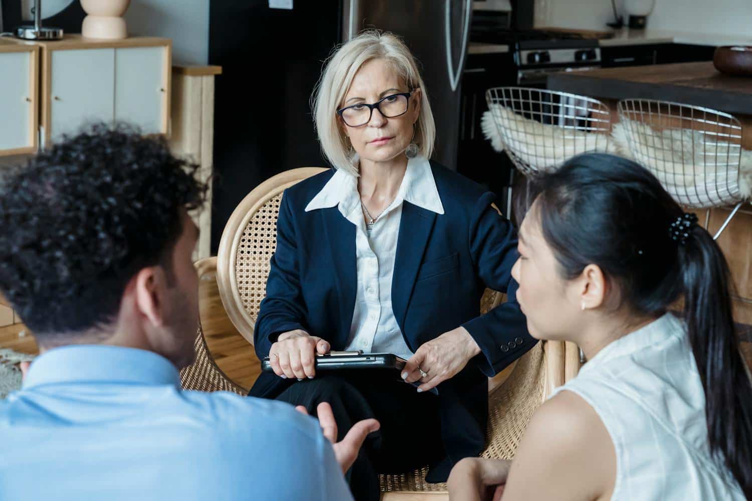 Marriage counsellor in Dublin meeting with a couple during a relationship counselling session.